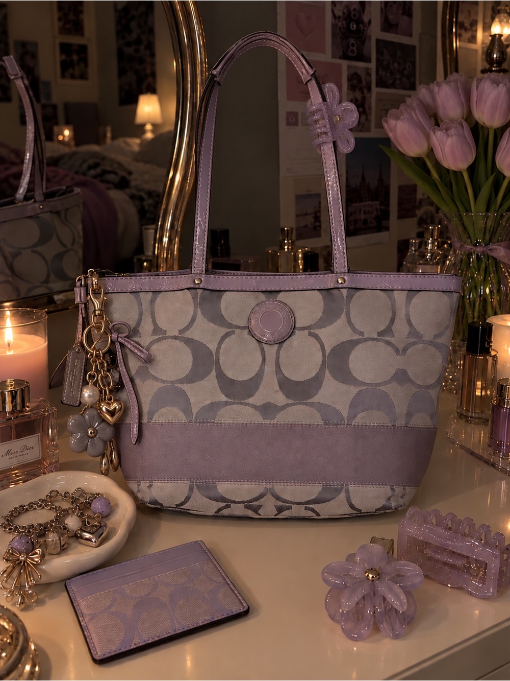 Coach Signature Lilac Lavender Tote Bag | Y2K Vintage